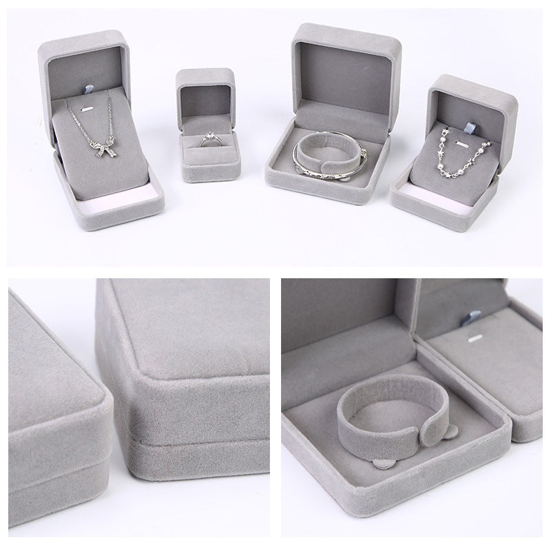 Rounded flannel jewelry box bracelet earrings pendant necklace bracelet storage jewelry box ring box packing box - image 4
