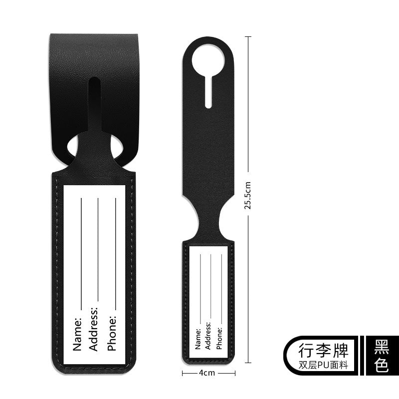 PU leather long hanging luggage tag anti-lost boarding pass printed name tag identification suitcase tag - image 4