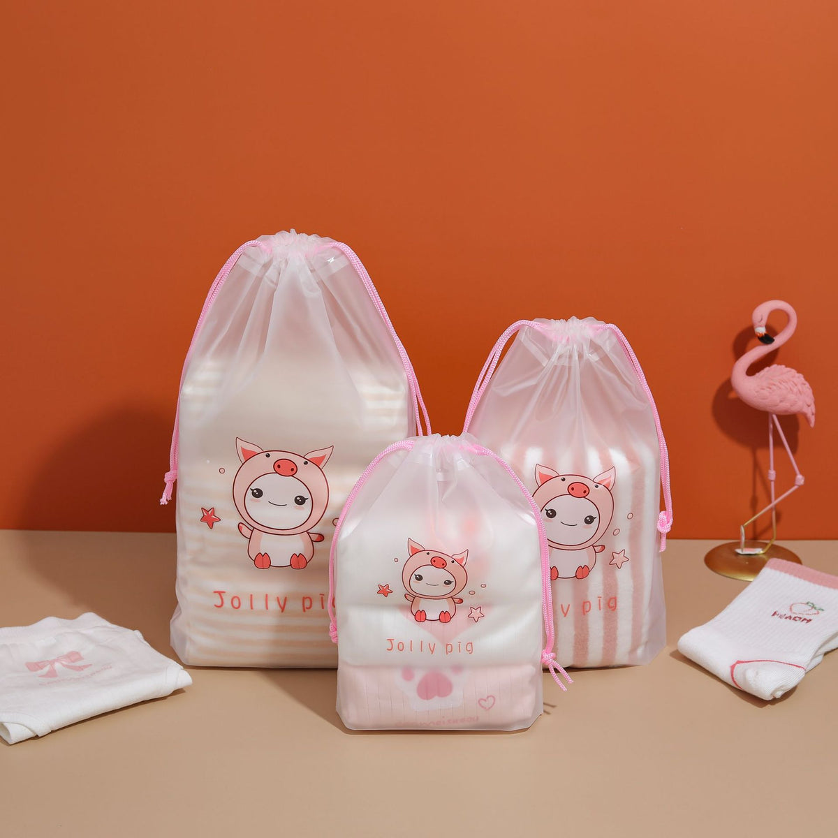 Cartoon Drawstring Pouch for Underwear and Socks, Thickened Travel Storage Drawstring Bag, Waterproof Frosted Bag, Cute Clothing Storage - image 2