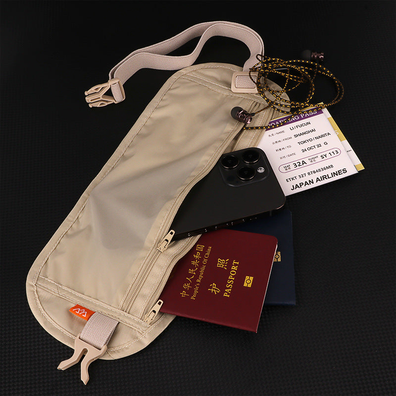 Close-Fitting Anti-Theft Document Bag, Overseas Travel Wallet, Passport Bag, Card Bag, Thin Mobile Phone Waist Bag, Travel Anti-Theft Bag - image 1