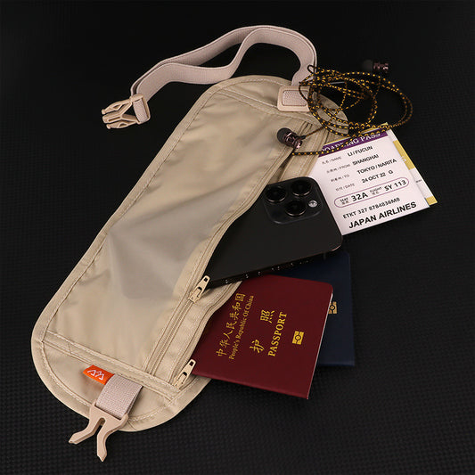 Close-Fitting Anti-Theft Document Bag, Overseas Travel Wallet, Passport Bag, Card Bag, Thin Mobile Phone Waist Bag, Travel Anti-Theft Bag - image 1
