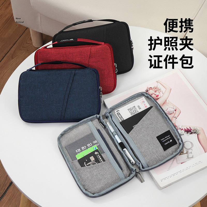 Cross-Border Korean Version Waterproof Passport Bag Multi-Functional Document Storage Bag Large Capacity Card Holder Travel Portable Wallet for Overseas Travel - image 1