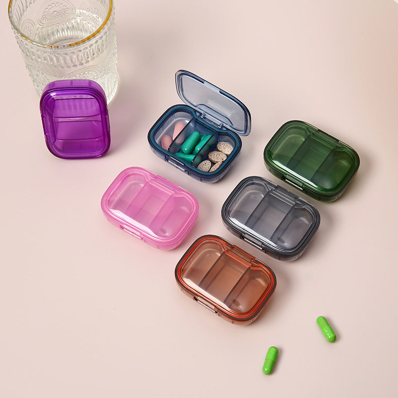 Portable Mini medicine box small size portable medicine box for morning, middle and night 3-grid pill storage sub-packing box in stock - image 2