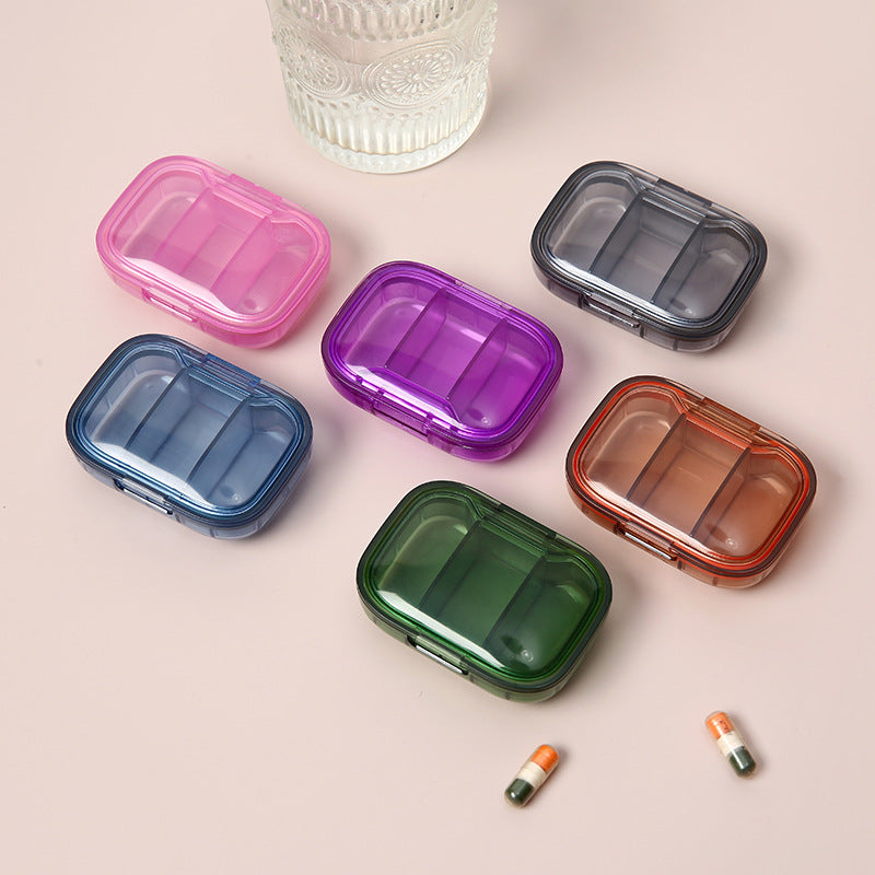 Portable Mini medicine box small size portable medicine box for morning, middle and night 3-grid pill storage sub-packing box in stock - image 4
