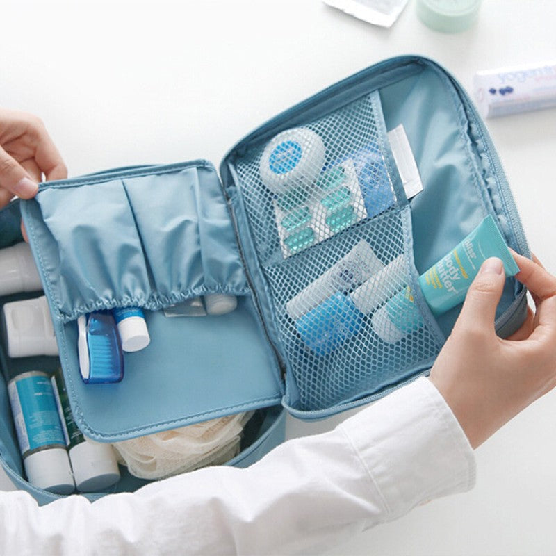 Waterproof Travel Makeup Bag | Portable Toiletry Organizer with Multi-Pocket Divider