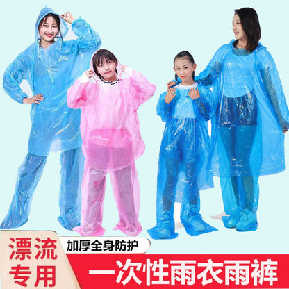 Disposable Raincoat and Rain Pants Thickeneded Full Body Protective Split Rafting Suit Long Men and Women Adult Travel Poncho - image 2