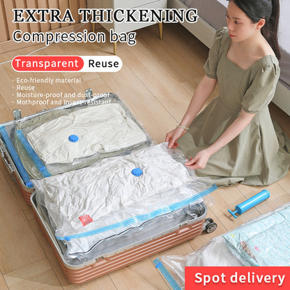 Cross-border transparent vacuum compression bag seasonal clothes storage bag clothes quilt storage bag hand roll thick explosion-proof - image 1
