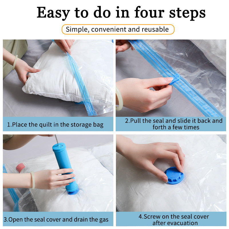Cross-border transparent vacuum compression bag seasonal clothes storage bag clothes quilt storage bag hand roll thick explosion-proof - image 4