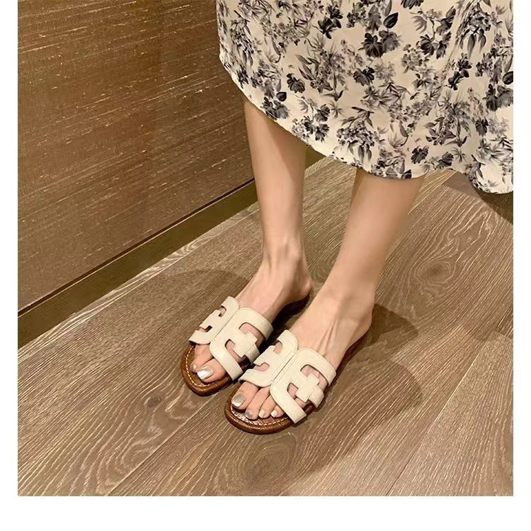 In-Stock Instant Delivery Sam New Flat H-Shaped Slippers, Slimming Outdoor Beach Sandals for Women, Summer Outdoor Travel Vacation Slide Sandals - image 3