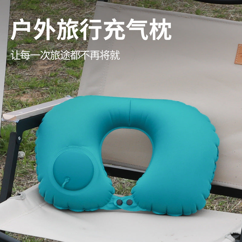 Pressing Inflatable U-shaped Pillow Outdoor Travel Convenient Neck Pillow Camping Inflatable Pillow Travel Sanbao Storage Neck Pillow - image 1