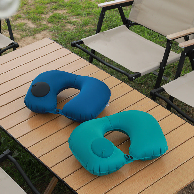Pressing Inflatable U-shaped Pillow Outdoor Travel Convenient Neck Pillow Camping Inflatable Pillow Travel Sanbao Storage Neck Pillow - image 2