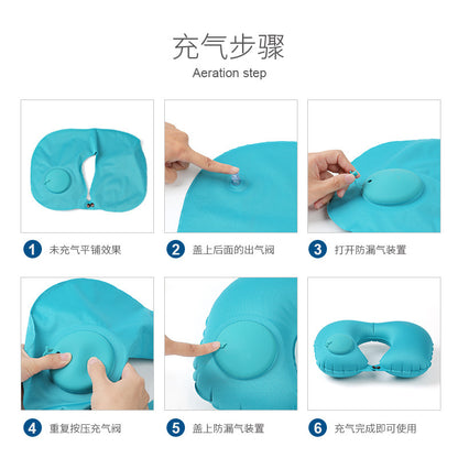 Pressing Inflatable U-shaped Pillow Outdoor Travel Convenient Neck Pillow Camping Inflatable Pillow Travel Sanbao Storage Neck Pillow - image 4