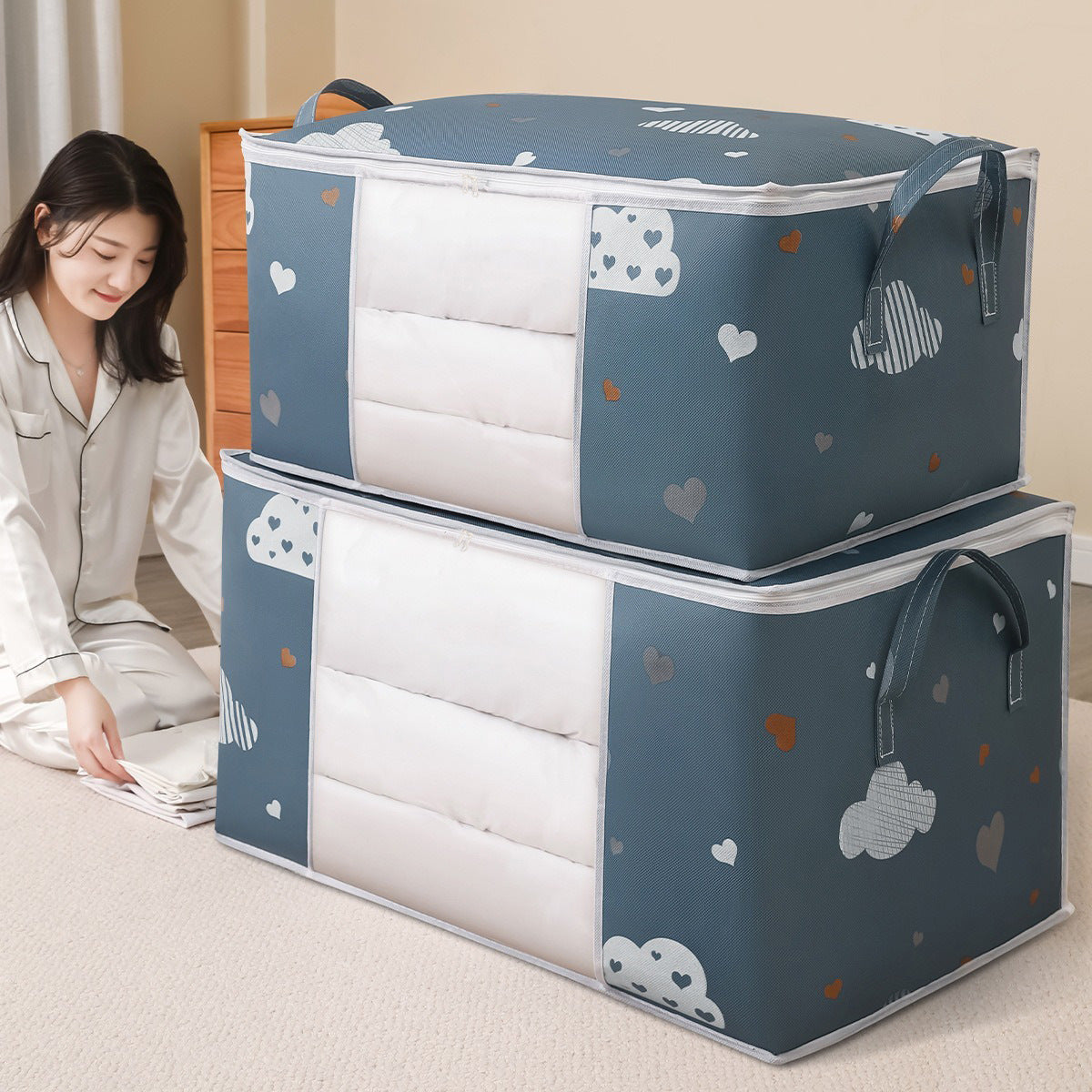 Quilt Cosmetics Bag Non-Woven Multi-Purpose Large-Capacity Clothing Packing Bag Organizer Bag Cosmetics Bag Moving Packing Bag - image 4