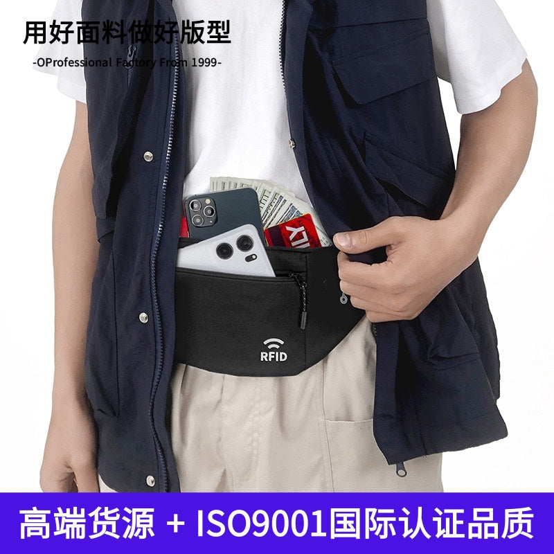 Weiqiang new cross-border travel RFID anti-theft waist bag outdoor sports running waterproof nylon close-fitting lightweight - image 1