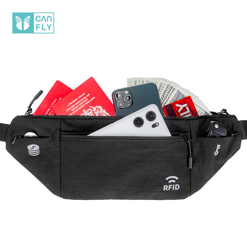 Weiqiang new cross-border travel RFID anti-theft waist bag outdoor sports running waterproof nylon close-fitting lightweight - image 3