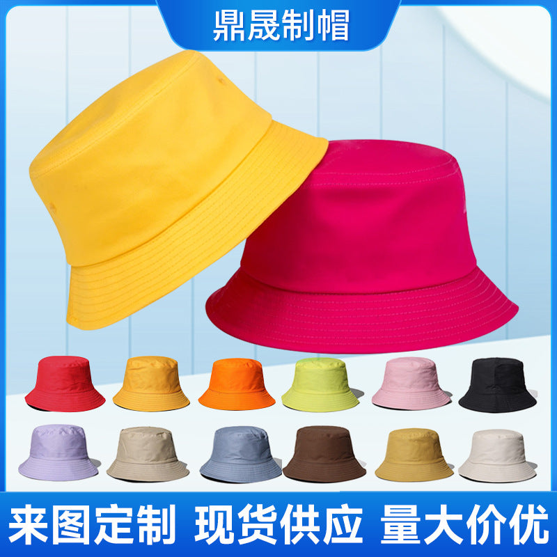 Printed Logo Fisherman Hat Advertising Hat Travel Sun Protection Family Polyester Cotton Double-Sided Dome Hat Outdoor Sunshade Basin Hat - image 2