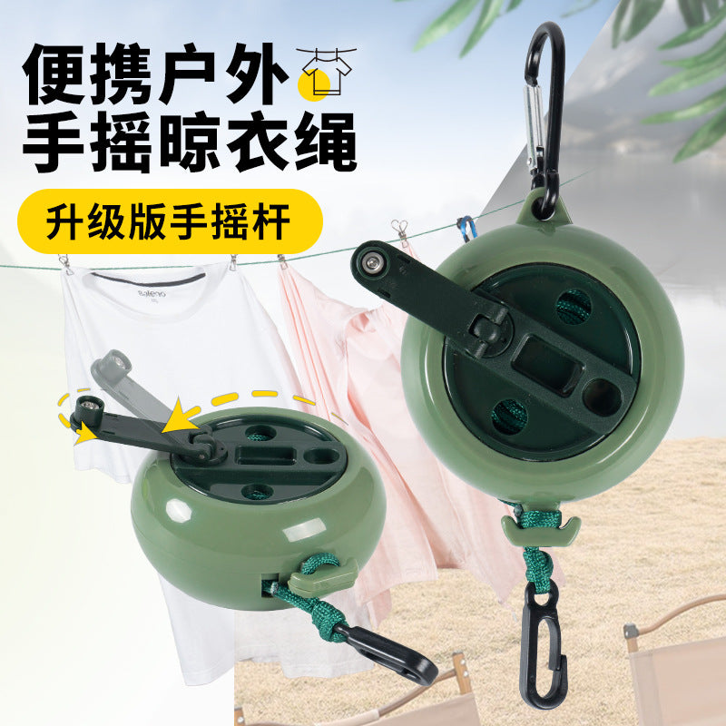 Outdoor Portable Hand-cranked Clothesline Travel Travel Hotel Non-slip Windproof Retractable Non-perforated Invisible Clothesline - image 1