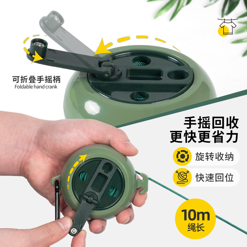 Outdoor Portable Hand-cranked Clothesline Travel Travel Hotel Non-slip Windproof Retractable Non-perforated Invisible Clothesline - image 3
