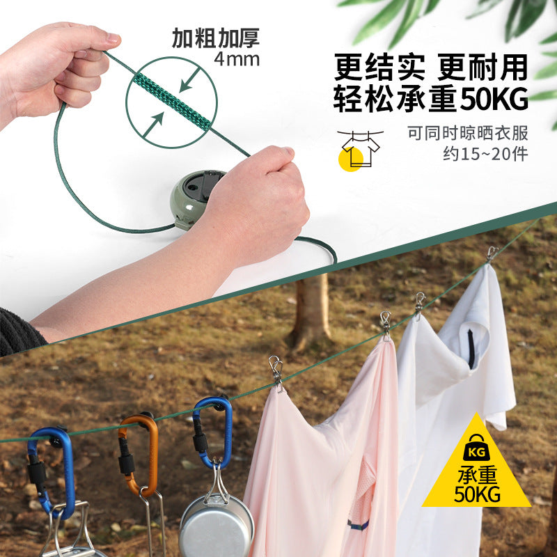 Outdoor Portable Hand-cranked Clothesline Travel Travel Hotel Non-slip Windproof Retractable Non-perforated Invisible Clothesline - image 4