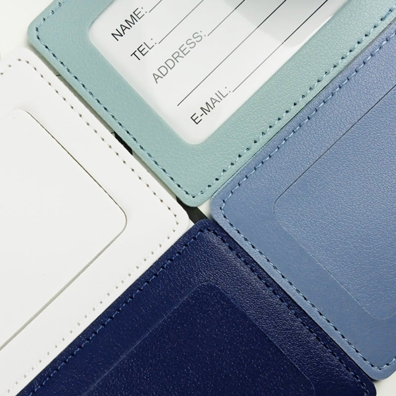 Cross-border Thickened PU Leather boarding pass Horizontal and Vertical Flip Cover with Bag Complimentary Interior Signature Paper Leather Luggage Tag - image 3