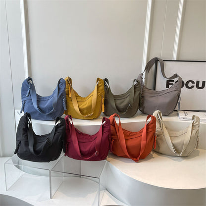Fashion Cloth Bag Female Student Class Satchel Nylon Cloth Crossbody Bag Large Capacity Shoulder Bag Japanese Style Travel Dumpling Bag - image 3