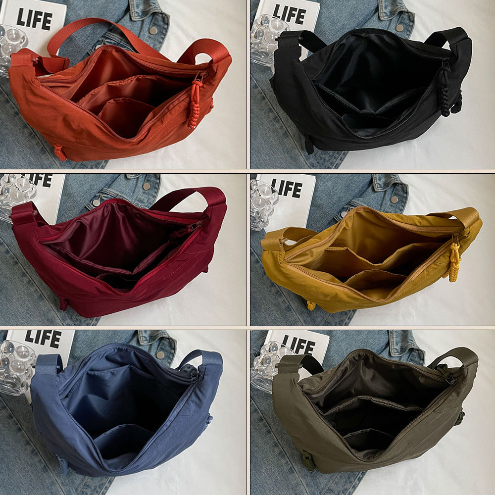 Fashion Cloth Bag Female Student Class Satchel Nylon Cloth Crossbody Bag Large Capacity Shoulder Bag Japanese Style Travel Dumpling Bag - image 4