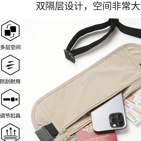 Anti-theft bag close-fitting waist bag for overseas travel running sports European men's invisible thin female passport bag anti-theft wallet - image 4