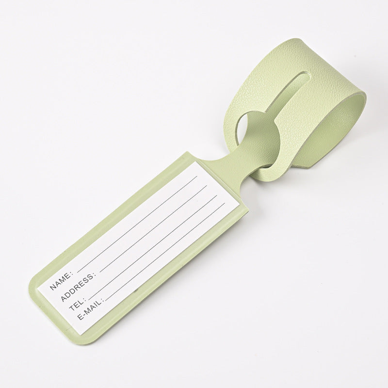 Cross-border wholesale Macaron color double-sided PVC hot-pressed leather luggage tag LOGO embossing can be set long luggage tag - image 3