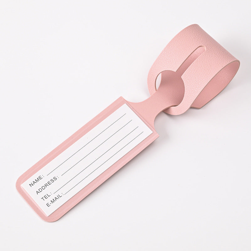 Cross-border wholesale Macaron color double-sided PVC hot-pressed leather luggage tag LOGO embossing can be set long luggage tag - image 4