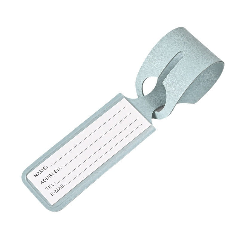 Cross-border wholesale Macaron color double-sided PVC hot-pressed leather luggage tag LOGO embossing can be set long luggage tag - image 5