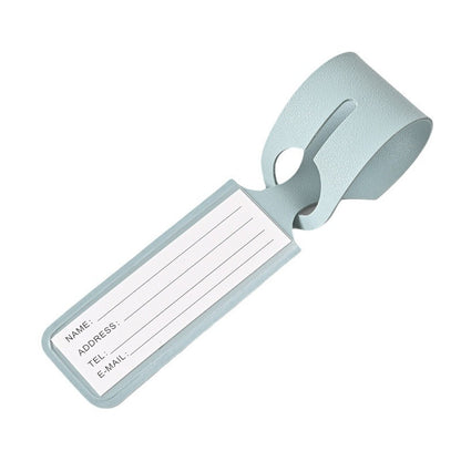 Cross-border wholesale Macaron color double-sided PVC hot-pressed leather luggage tag LOGO embossing can be set long luggage tag - image 5
