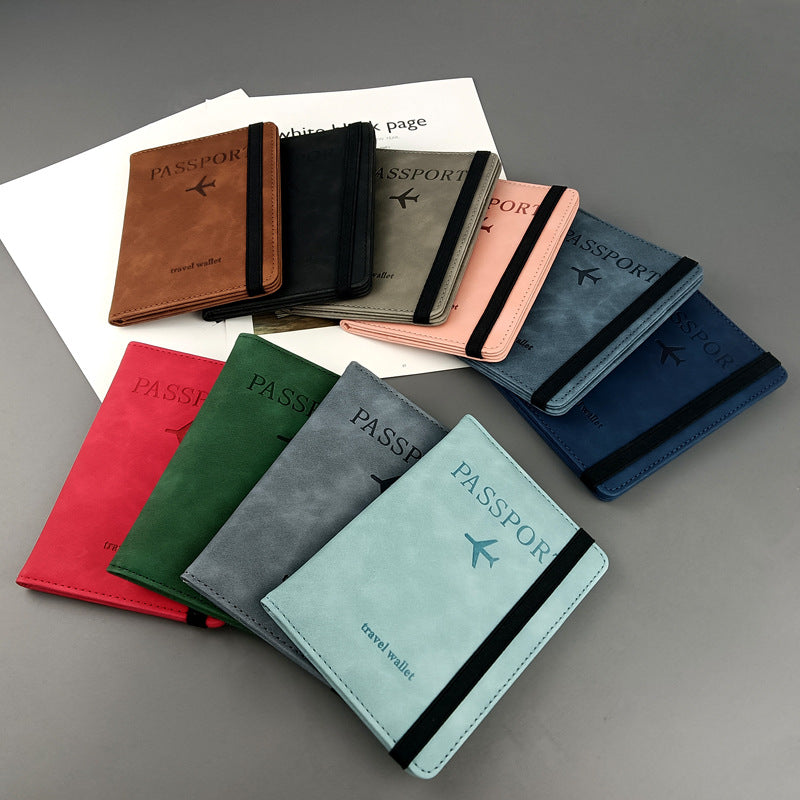 pu leather anti-magnetic passbook bag luggage tag suit leather anti-theft brush rfid passbook holder ID bag cross-border passbook set - image 2