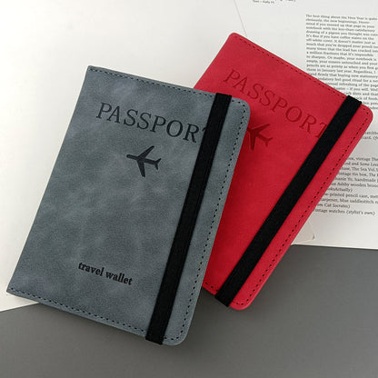 pu leather anti-magnetic passbook bag luggage tag suit leather anti-theft brush rfid passbook holder ID bag cross-border passbook set - image 3