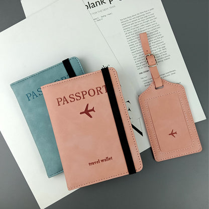 pu leather anti-magnetic passbook bag luggage tag suit leather anti-theft brush rfid passbook holder ID bag cross-border passbook set - image 4