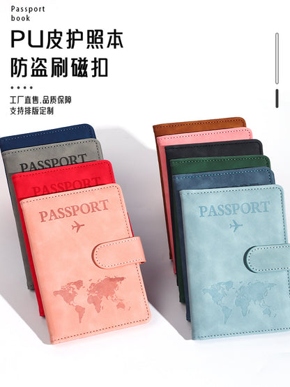 pu leather passbook bag amazon cross-border rfid multi-card multi-function passport identification set passbook set - image 1