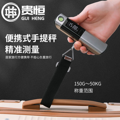 Foreign trade special stainless steel electronic luggage scale 50KG with horizontal bubble tape measure multi-purpose portable electronic hanging scale - image 1
