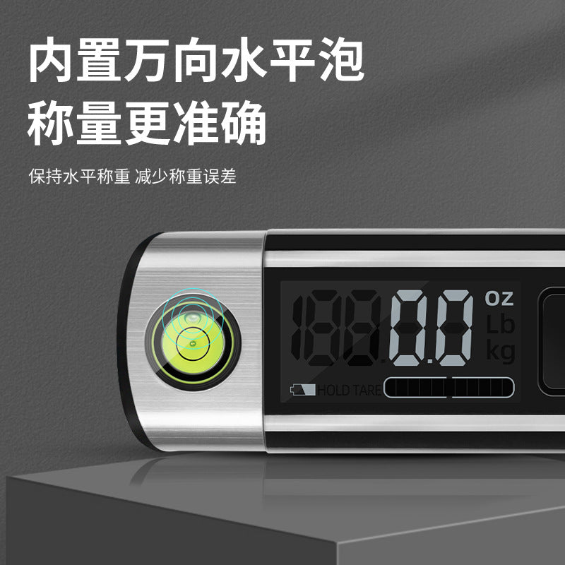 Foreign trade special stainless steel electronic luggage scale 50KG with horizontal bubble tape measure multi-purpose portable electronic hanging scale - image 3