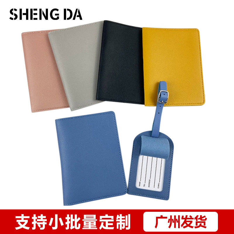 Cross-Border Hot Selling Pu Leather Travel Passport Bag Luggage Tag Set Flip-Top Luggage Boarding Pass Small Batch Wholesale - image 1