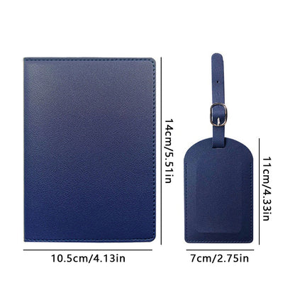 Cross-Border Hot Selling Pu Leather Travel Passport Bag Luggage Tag Set Flip-Top Luggage Boarding Pass Small Batch Wholesale - image 4
