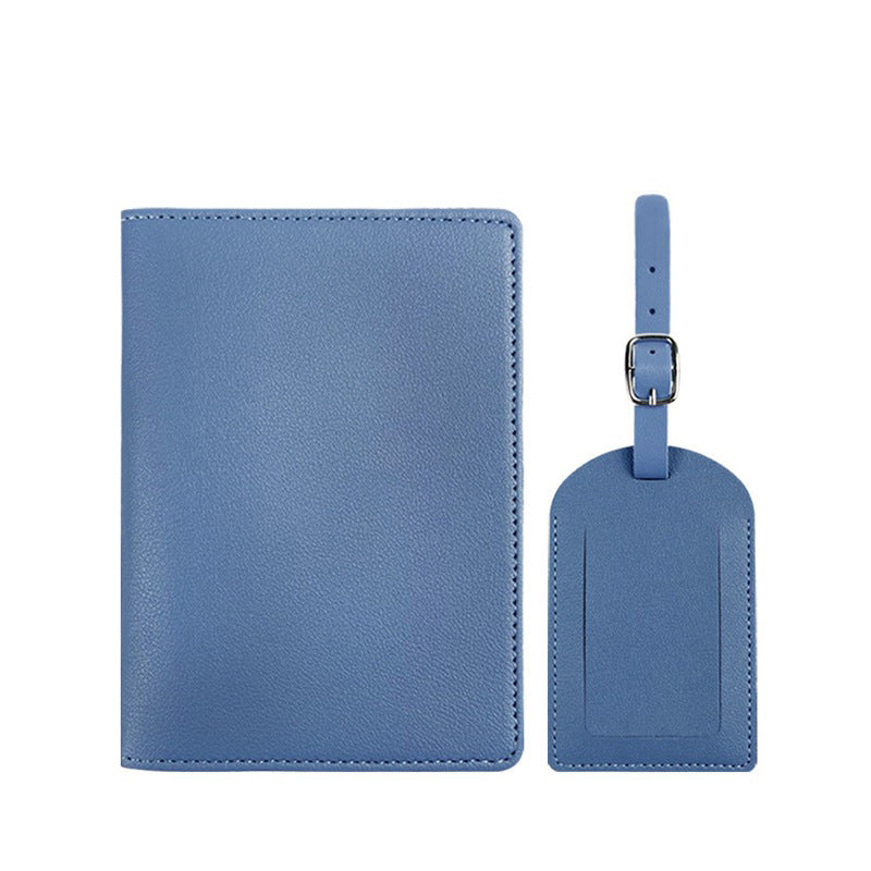 Cross-Border Hot Selling Pu Leather Travel Passport Bag Luggage Tag Set Flip-Top Luggage Boarding Pass Small Batch Wholesale - image 5