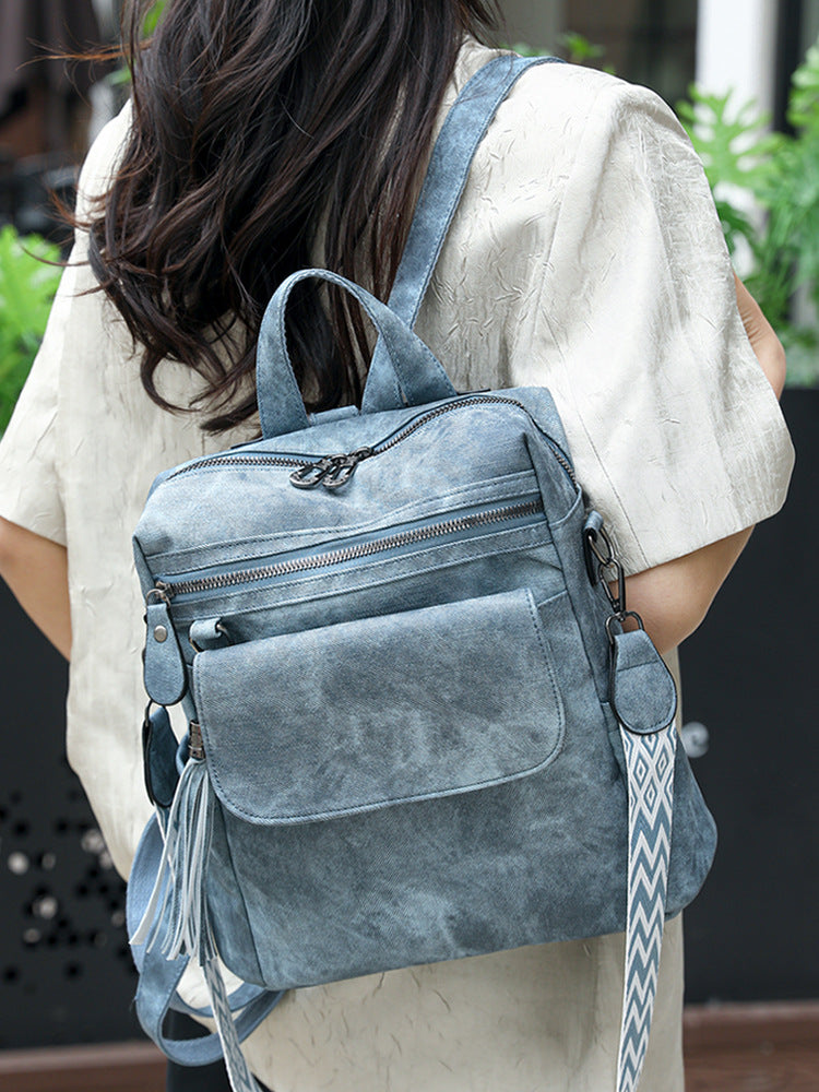 Backpack New Style Fashionable Large Capacity Schoolbag Travel Simple High-Level College Student Women's Backpack Shoulder Bag - image 1