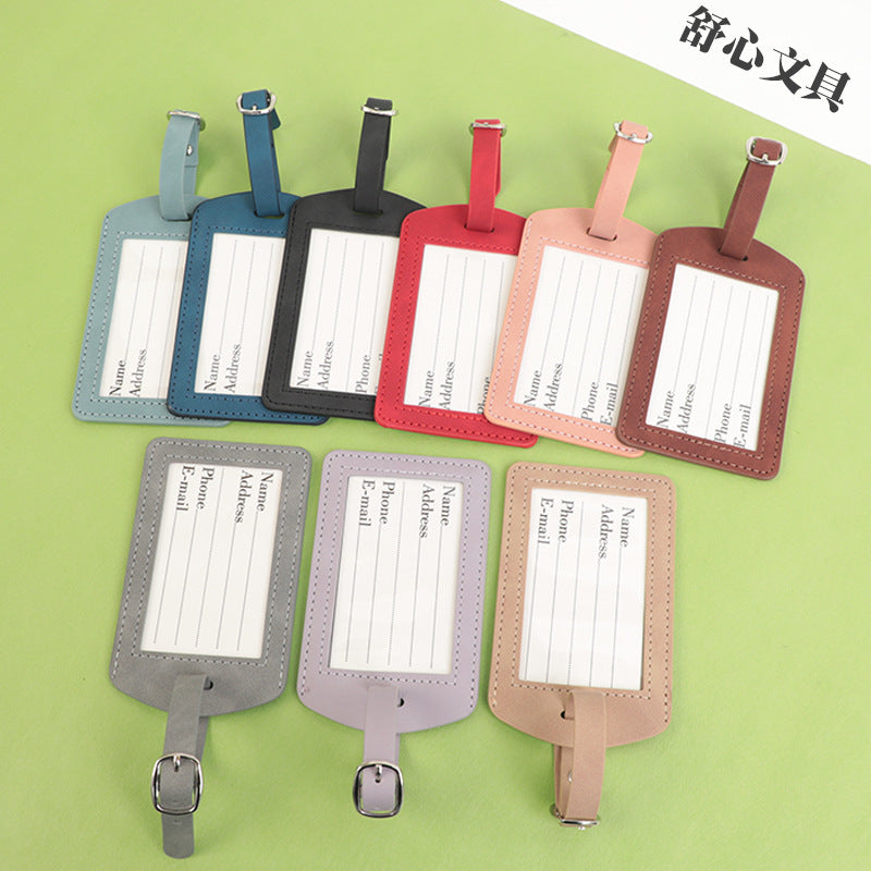 Skin-Feel Pu Suitcase Leather Tag Luggage Tag Boarding Pass Check-In Simple Leather Identification Tag Card Holder - image 3