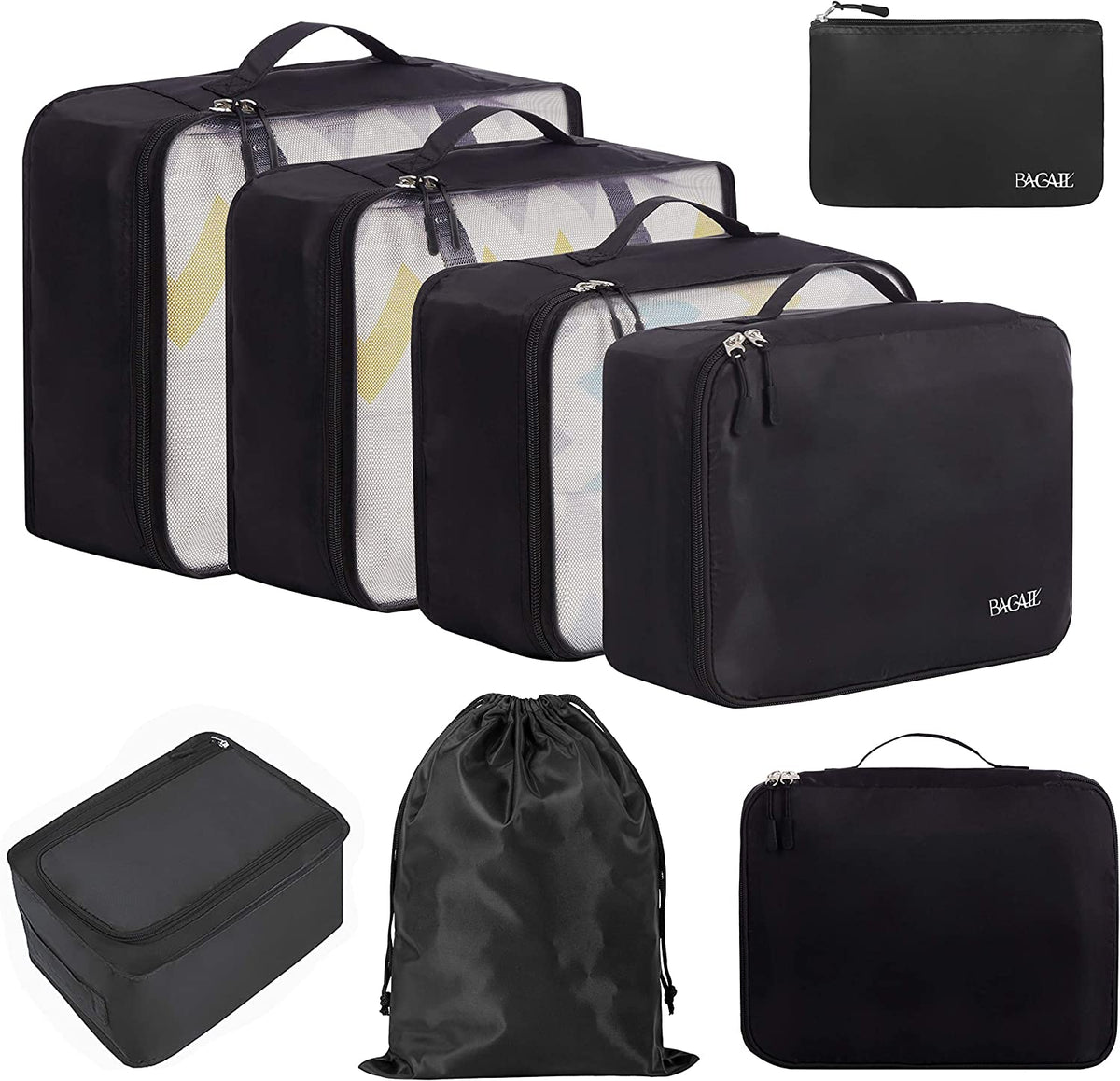 BAGAIL 8 Set Packing Cubes Luggage Packing Organizers for Travel Accessories