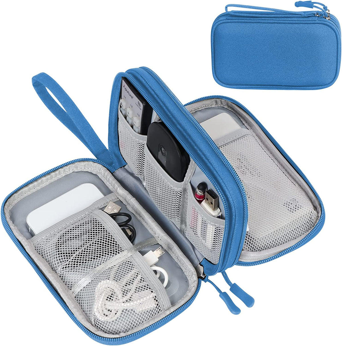 FYY Travel Cable Organizer Pouch Electronic Accessories Carry Case Portable Waterproof Double Layers All-in-One Storage Bag for Cord, Charger, Phone, Earphone Black