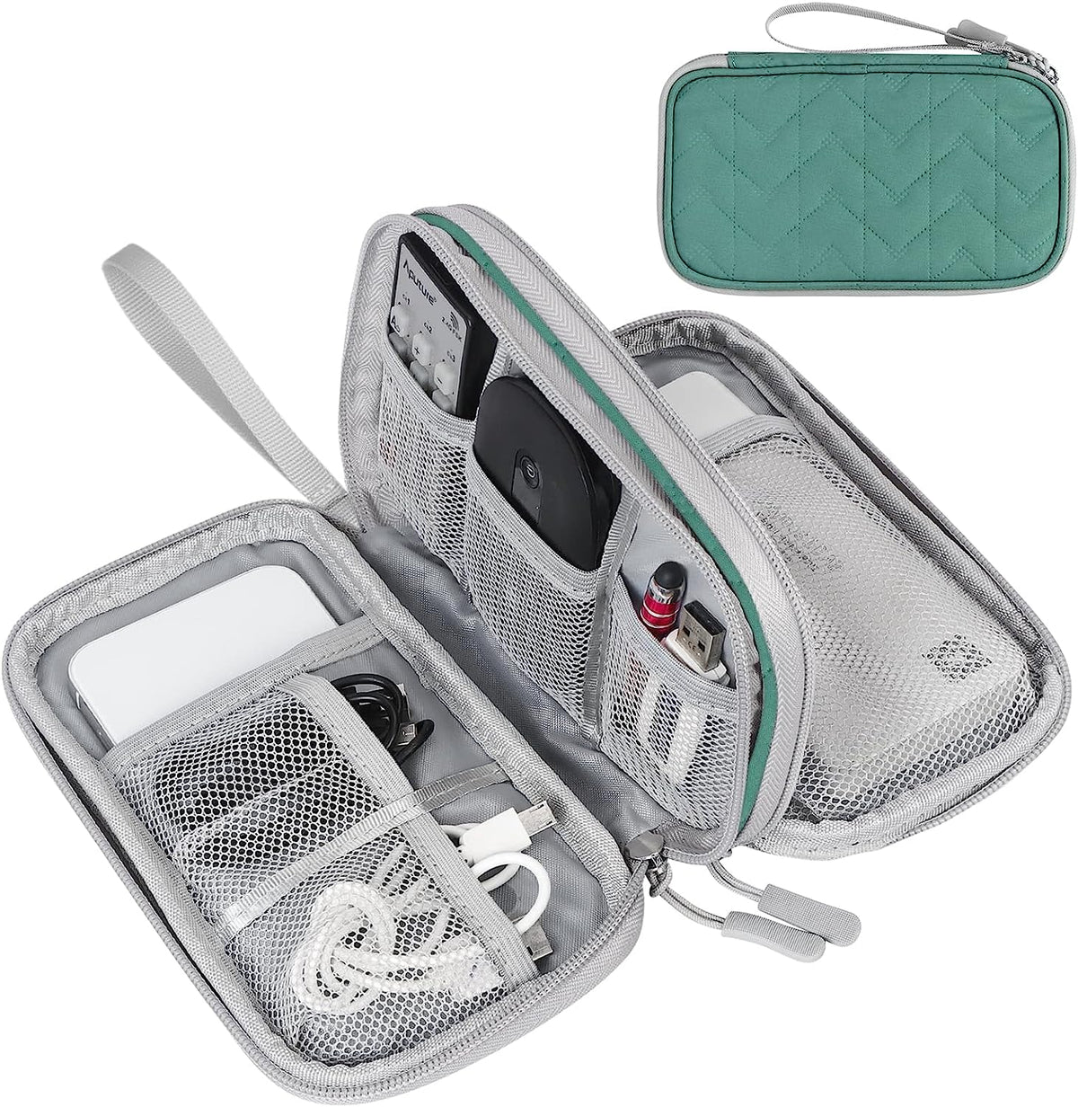 FYY Travel Cable Organizer Pouch Electronic Accessories Carry Case Portable Waterproof Double Layers All-in-One Storage Bag for Cord, Charger, Phone, Earphone Black