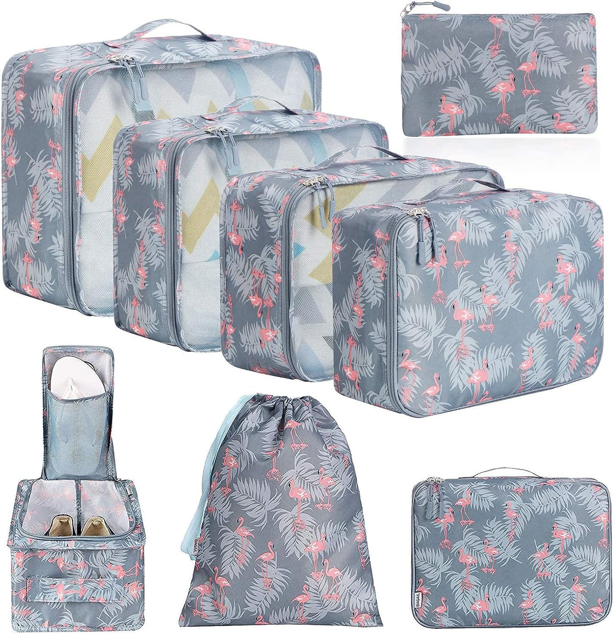BAGAIL 8 Set Packing Cubes Luggage Packing Organizers for Travel Accessories