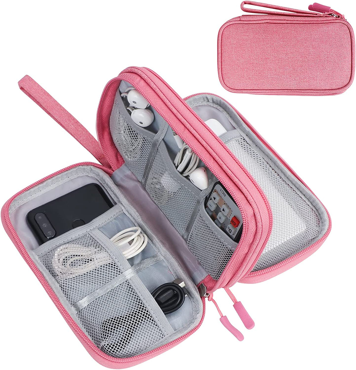 FYY Travel Cable Organizer Pouch Electronic Accessories Carry Case Portable Waterproof Double Layers All-in-One Storage Bag for Cord, Charger, Phone, Earphone Black