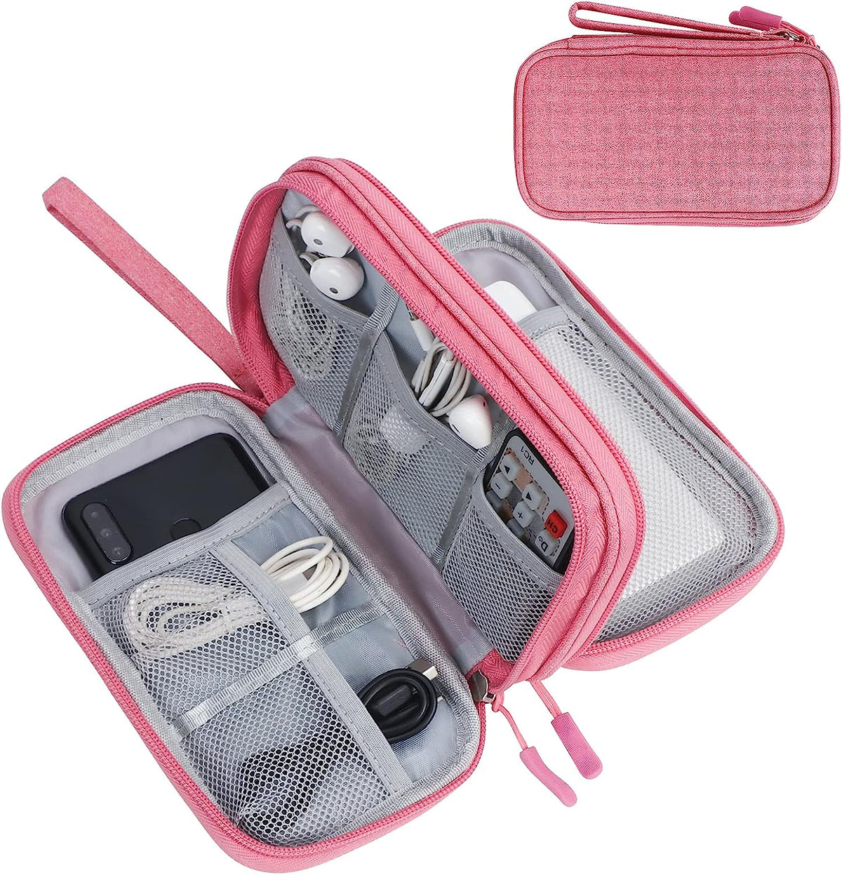 FYY Travel Cable Organizer Pouch Electronic Accessories Carry Case Portable Waterproof Double Layers All-in-One Storage Bag for Cord, Charger, Phone, Earphone Black