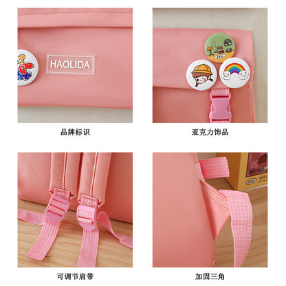 Student Schoolbag Small Fresh Style Campus Style Fashionable Backpack Four-piece Set Korean Style Casual Lightweight Travel Computer Backpack - image 4
