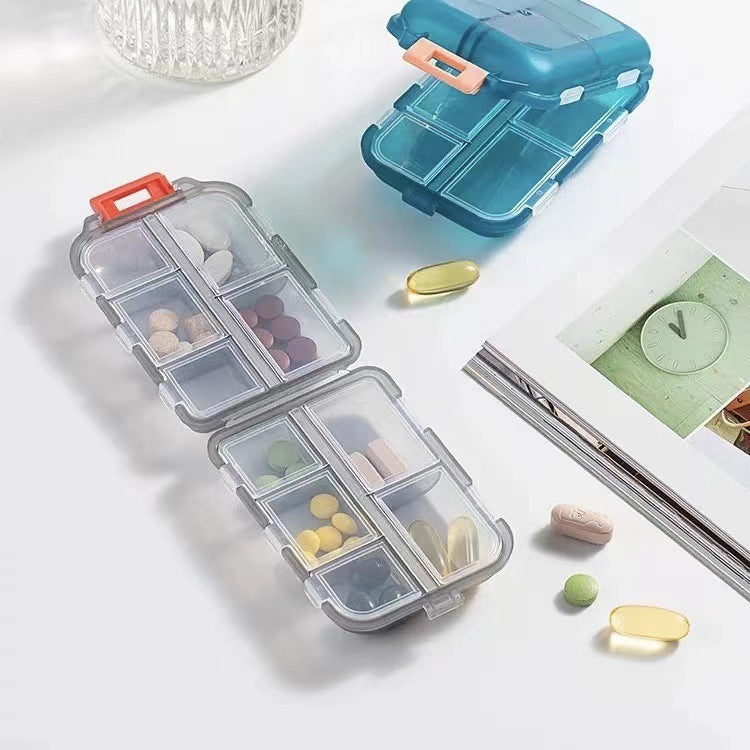 Cross-border double-layer small medicine box portable pill sub-box 10-compartment sealed medicine travel storage box wholesale - image 1
